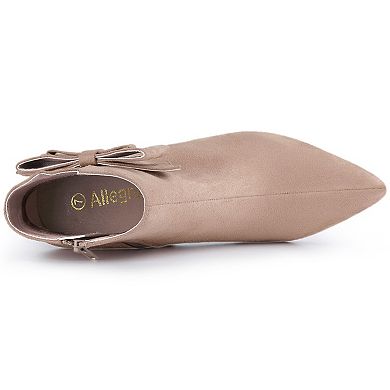 Women's Point Toe Bow Stiletto Heel Ankle Boots