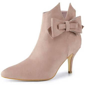 Women's Point Toe Bow Stiletto Heel Ankle Boots