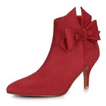 Women's Point Toe Bow Stiletto Heel Ankle Boots