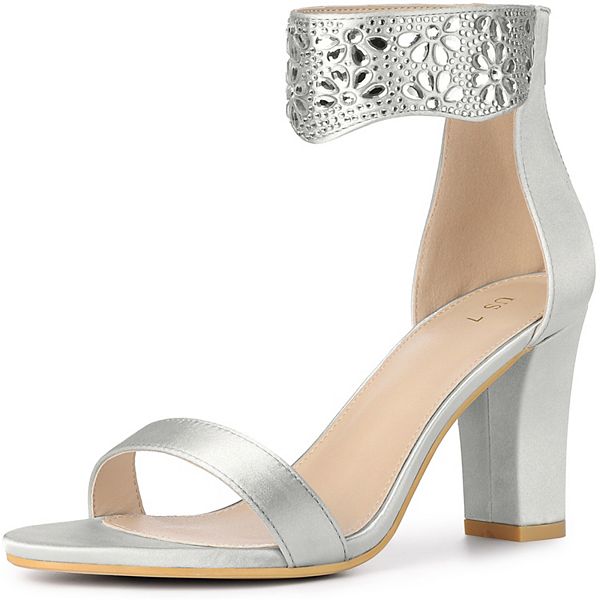 Radiant Rhinestone Open-Toe Block Heels