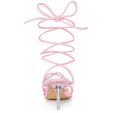 Women's Lace Up Open Toe Strappy Stiletto Heels Sandals