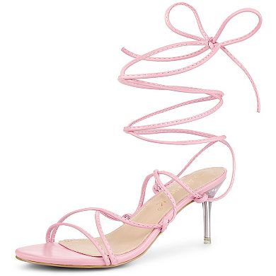 Women's Lace Up Open Toe Strappy Stiletto Heels Sandals