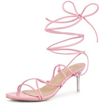 Women's Lace Up Open Toe Strappy Stiletto Heels Sandals