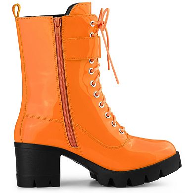 Women's Zip Platform Chunky Heel Combat Boots