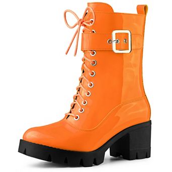 Women's Zip Platform Chunky Heel Combat Boots