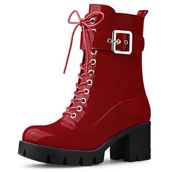 Women's Zip Platform Chunky Heel Combat Boots