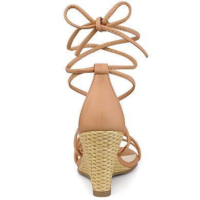 Women's Lace Up Strappy Wedge Heels Sandals
