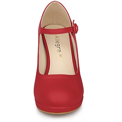 Women's Platform Round Toe Ankle Strap Mary Janes Shoes Pump Stiletto Heel Pumps