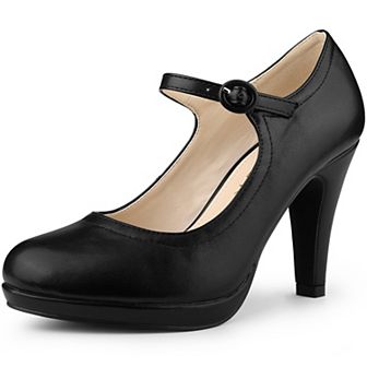 Women's Platform Round Toe Ankle Strap Mary Janes Shoes Pump Stiletto Heel Pumps