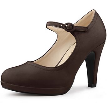 Women's Platform Round Toe Ankle Strap Mary Janes Shoes Pump Stiletto Heel Pumps