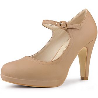 Women's Platform Round Toe Ankle Strap Mary Janes Shoes Pump Stiletto Heel Pumps