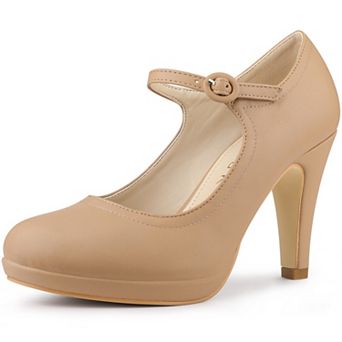 Women's Platform Round Toe Ankle Strap Mary Janes Shoes Pump Stiletto Heel Pumps