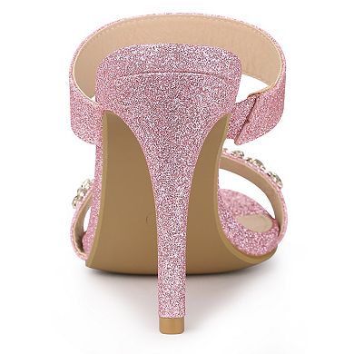 Women's Glitter Rhinestone Stiletto Heels Sandals
