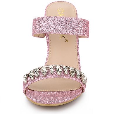 Women's Glitter Rhinestone Stiletto Heels Sandals