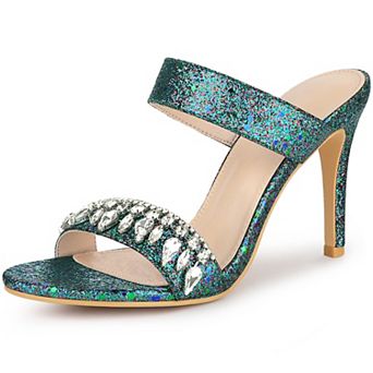 Women's Glitter Rhinestone Stiletto Heels Sandals