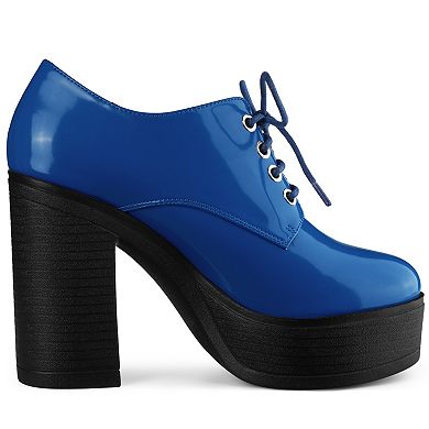 Women's Platform Lace Up Chunky Heel Ankle Boots