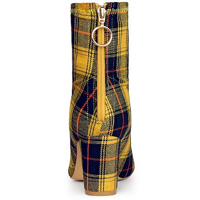 Women's Pointed Toe Zipper Chunky Heels Ankle Boots