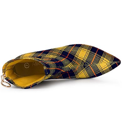 Women's Pointed Toe Zipper Chunky Heels Ankle Boots