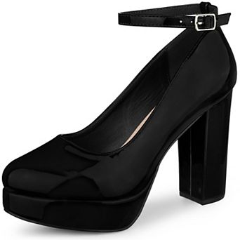 Women's Platform Ankle Strap Chunky Heel Mary Janes Pumps