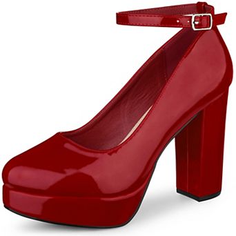 Women's Platform Ankle Strap Chunky Heel Mary Janes Pumps