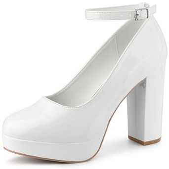 Women's Platform Ankle Strap Chunky Heel Mary Janes Pumps