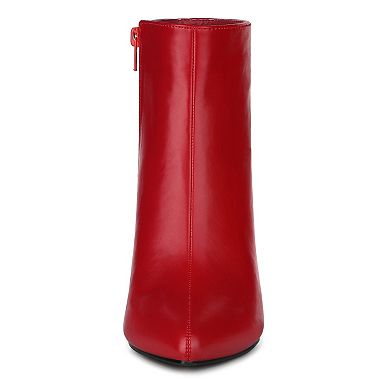 Women's Pointed Toe Zipper Chunky High Heels Ankle Boots