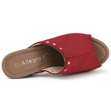 Women's Open Toe Platform Block Heel Slides Sandals