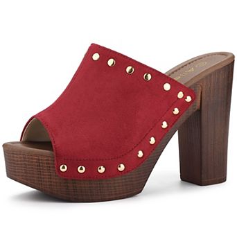 Women's Open Toe Platform Block Heel Slides Sandals