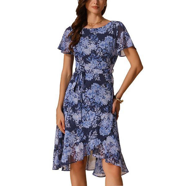 Slim High Waist Floral Dress main image 1