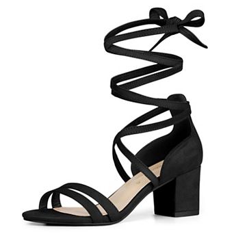 Women's Open Toe Color Block Heel Lace Up Sandals