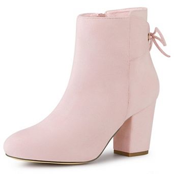 Women's Round Toe Block Heel Zipper Lace Up Ankle Boots