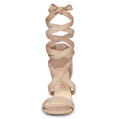 Women's Lace Up Block Heels Sandals