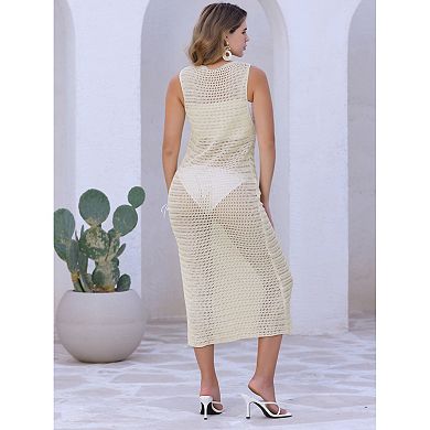 Women's Crochet Cover Ups Hollow Out Swimsuit Coverup Beach Dress