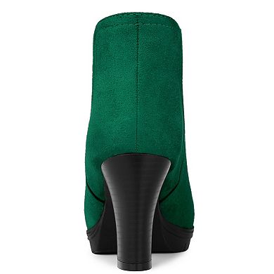 Women's Round Toe Block Heels Chelsea Ankle Boots