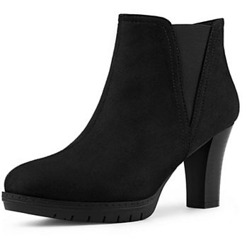 Women's Round Toe Block Heels Chelsea Ankle Boots