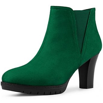 Women's Round Toe Block Heels Chelsea Ankle Boots