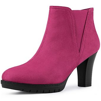 Women's Round Toe Block Heels Chelsea Ankle Boots