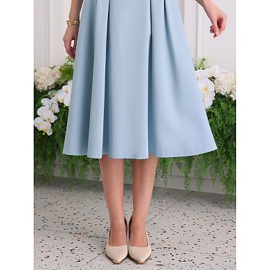 Women's Boat Neck Dresses Midi Swing Work A-Line Dress