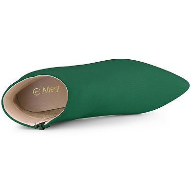 Women's Pointy Toe Side Zip Chunky Heels Ankle Boots