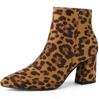 Women's Pointy Toe Side Zip Chunky Heels Ankle Boots