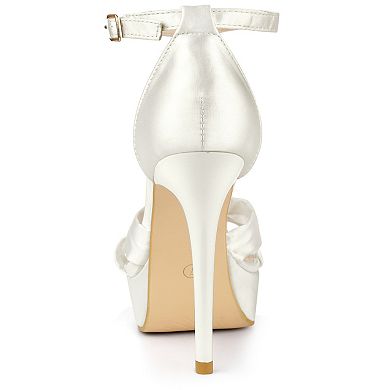 Women's Platform Heels Twist Knot Stiletto Heel Satin Heel Sandals