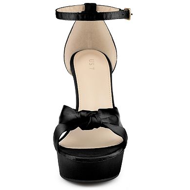 Women's Platform Heels Twist Knot Stiletto Heel Satin Heel Sandals