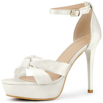 Women's Platform Heels Twist Knot Stiletto Heel Satin Heel Sandals