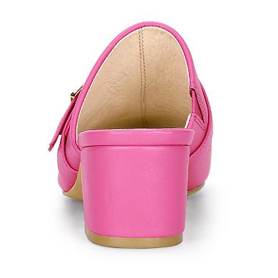 Women's Pointed Toe Slip on Block Heel Sandals Mules