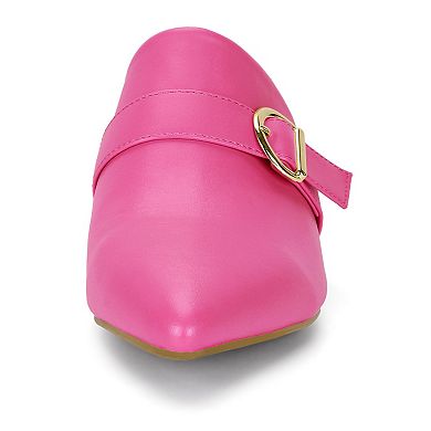 Women's Pointed Toe Slip on Block Heel Sandals Mules