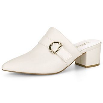 Women's Pointed Toe Slip on Block Heel Sandals Mules