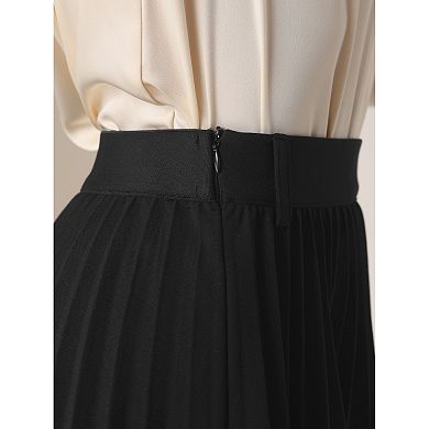 Women's Pleated Skirt Elastic High Waist Belt Casual Midi Skirts