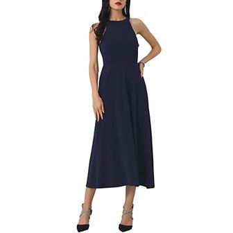 Women's Halter Neck Dresses Sleeveless Formal Cocktail Midi Dress