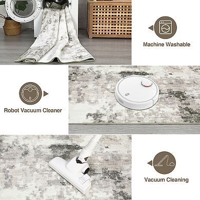 Garvee Modern Abstract Area Rug Washable Soft Low Pile Throw Carpet for Home Decor