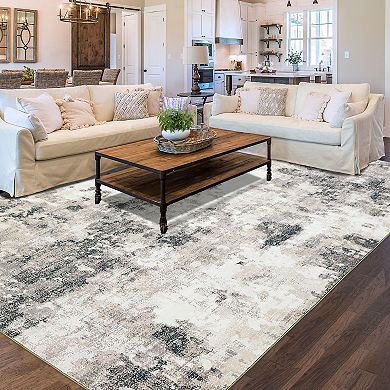 Garvee Modern Abstract Area Rug Washable Soft Low Pile Throw Carpet for Home Decor